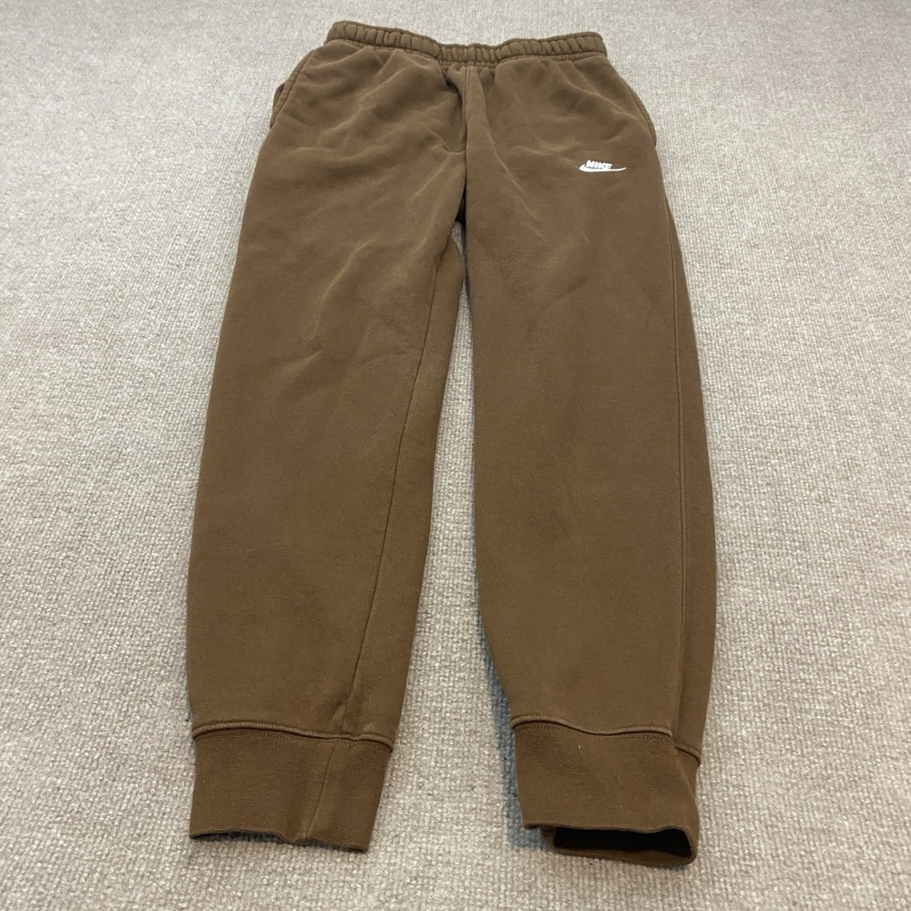 Nike Club Fleece Jogger Pants Brown Men's Small Regular Fit Drawstring 28 Inseam